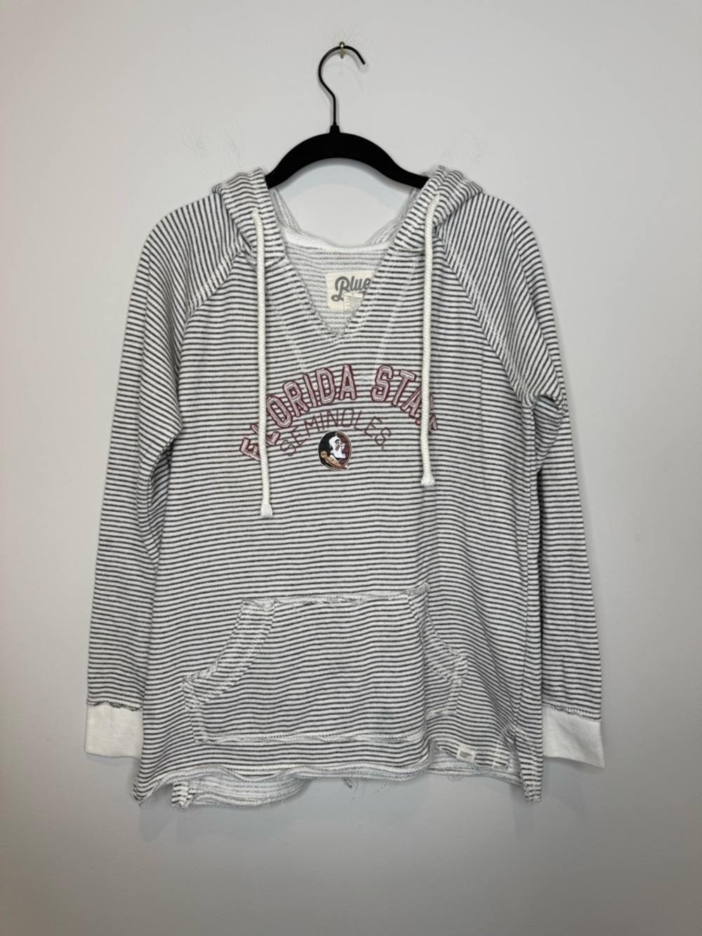 Gray & White Striped Florida State Hoodie with Maroon Logo